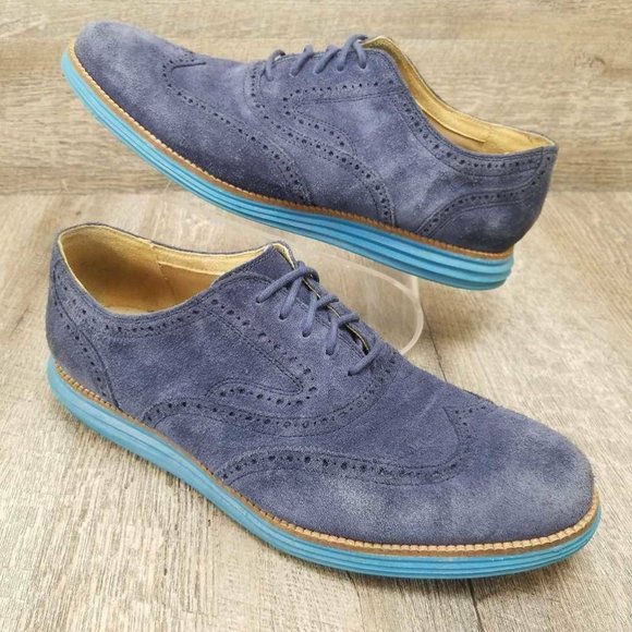 cole haan mens blue suede shoes